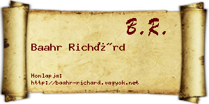 Baahr Richárd névjegykártya